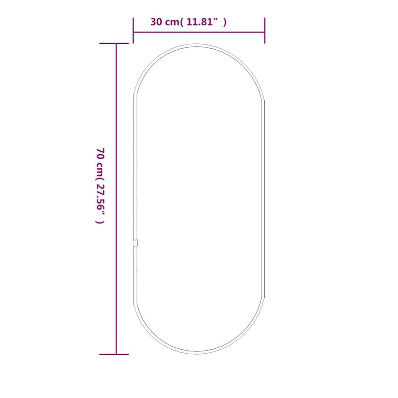 vidaXL fekete ovális falitükör 70x30 cm