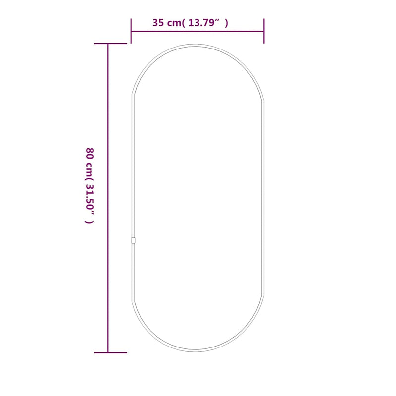 vidaXL fekete ovális falitükör 80x35 cm