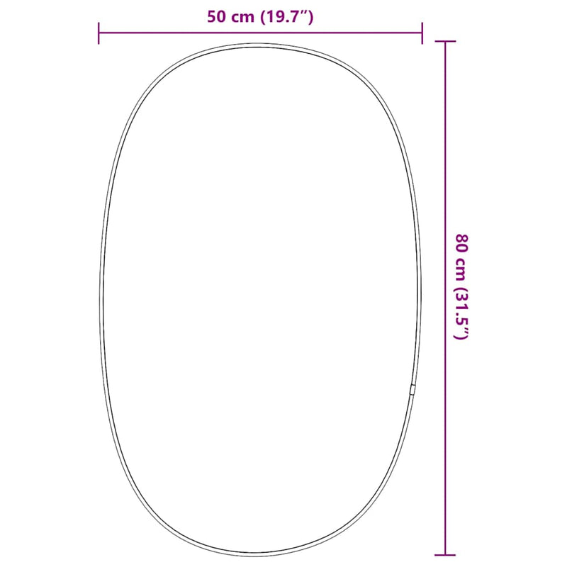 vidaXL fekete falitükör 80x50 cm