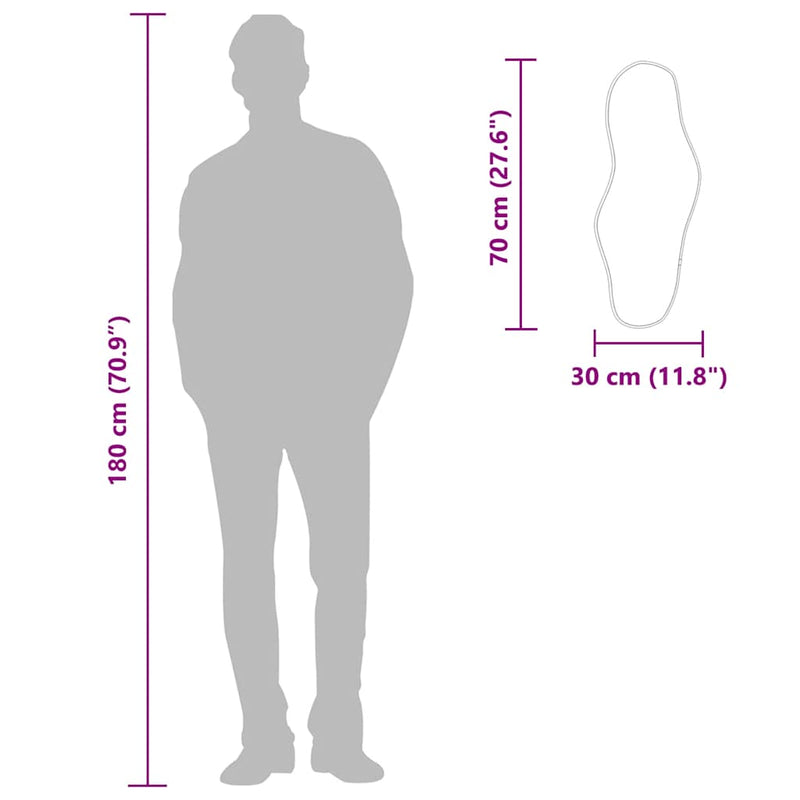 vidaXL fekete falitükör 70x30 cm