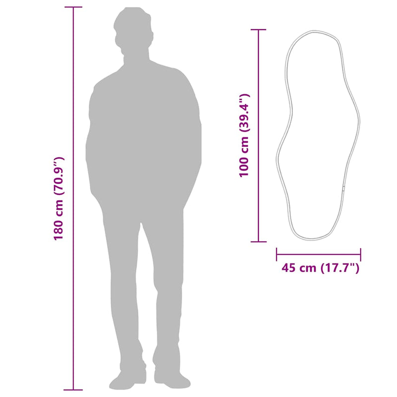 vidaXL fekete falitükör 100x45 cm