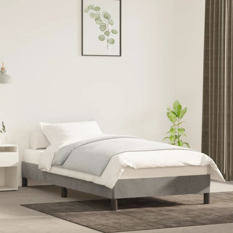 vidaXL világosszürke bársony ágykeret matrac nélkül 100x200 cm