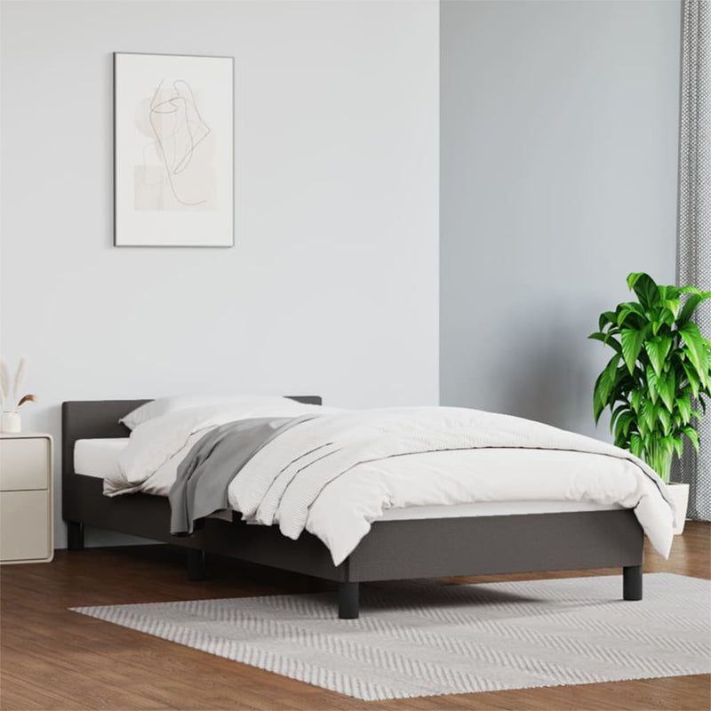 vidaXL szürke ágykeret fejtámlával matrac nélkül 90x200 cm