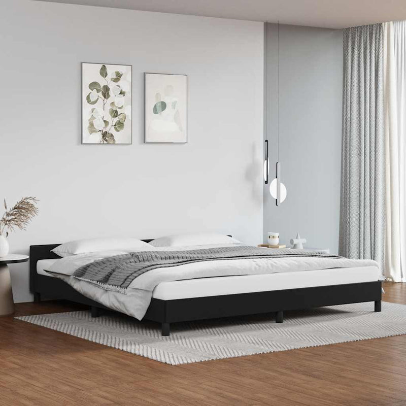 vidaXL fekete ágykeret fejtámlával matrac nélkül 200x200 cm