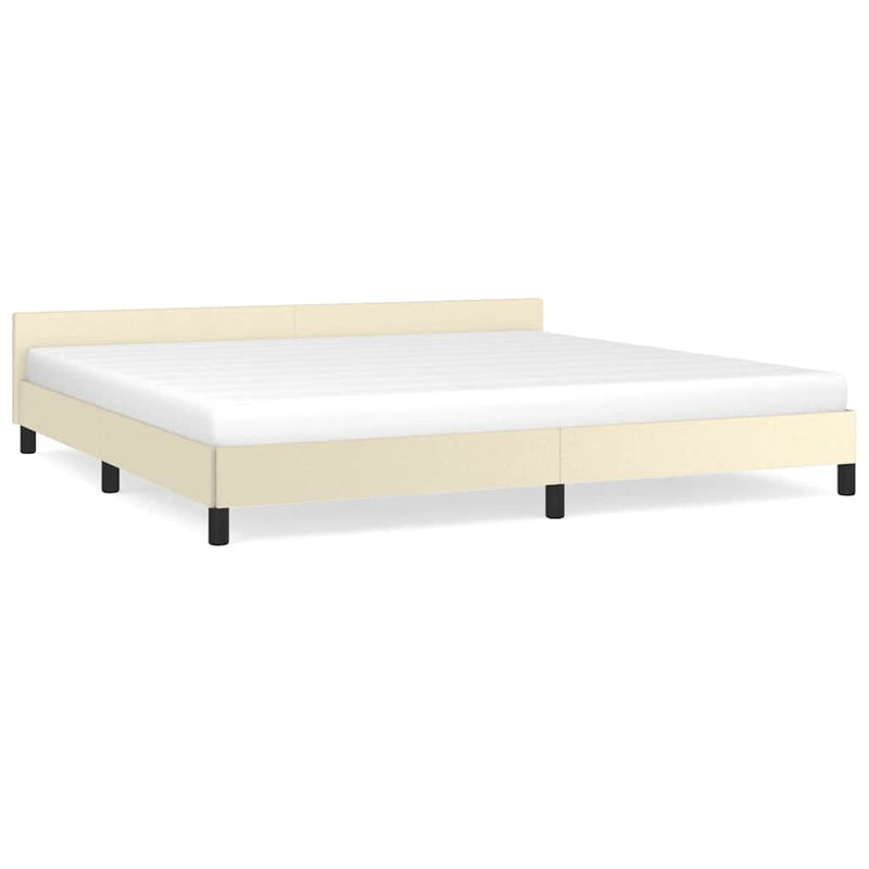 vidaXL krémszínű ágykeret fejtámlával matrac nélkül 200x200 cm