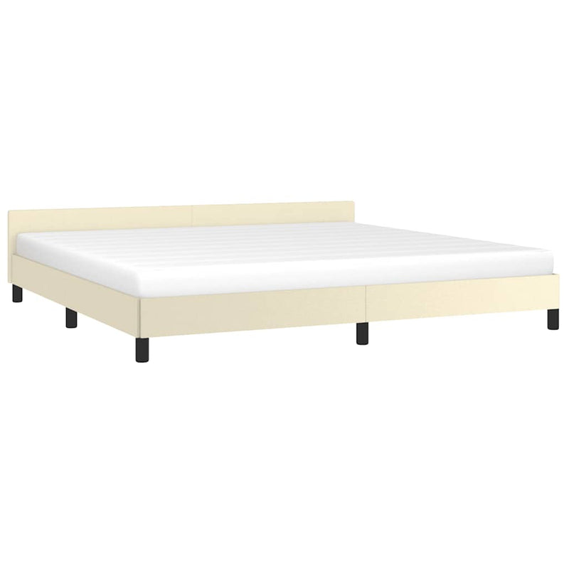 vidaXL krémszínű ágykeret fejtámlával matrac nélkül 200x200 cm
