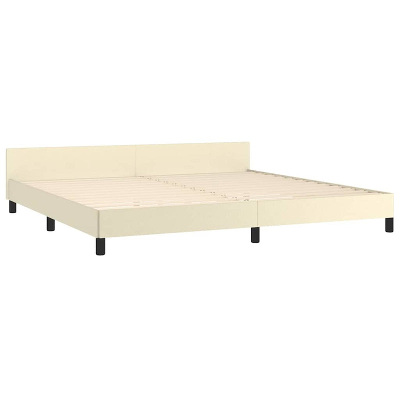 vidaXL krémszínű ágykeret fejtámlával matrac nélkül 200x200 cm