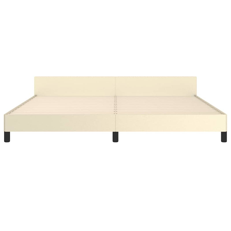 vidaXL krémszínű ágykeret fejtámlával matrac nélkül 200x200 cm