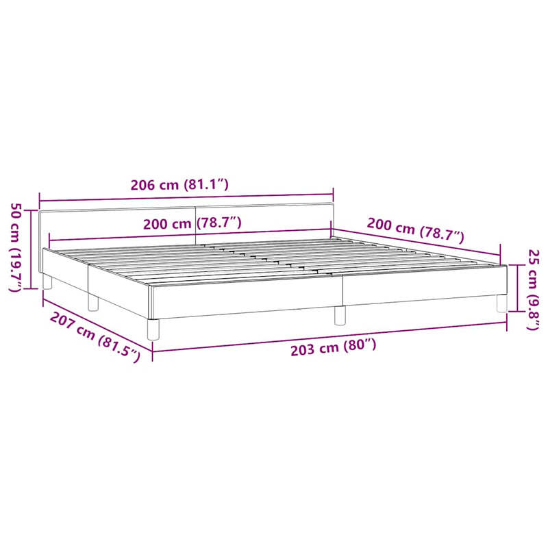 vidaXL krémszínű ágykeret fejtámlával matrac nélkül 200x200 cm