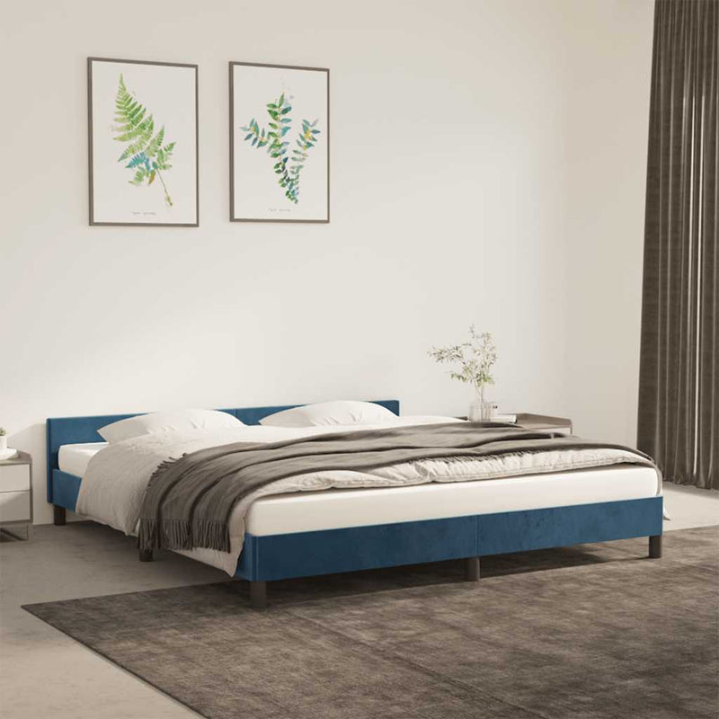 vidaXL sötétkék bársony ágykeret matrac nélkül 180x200 cm