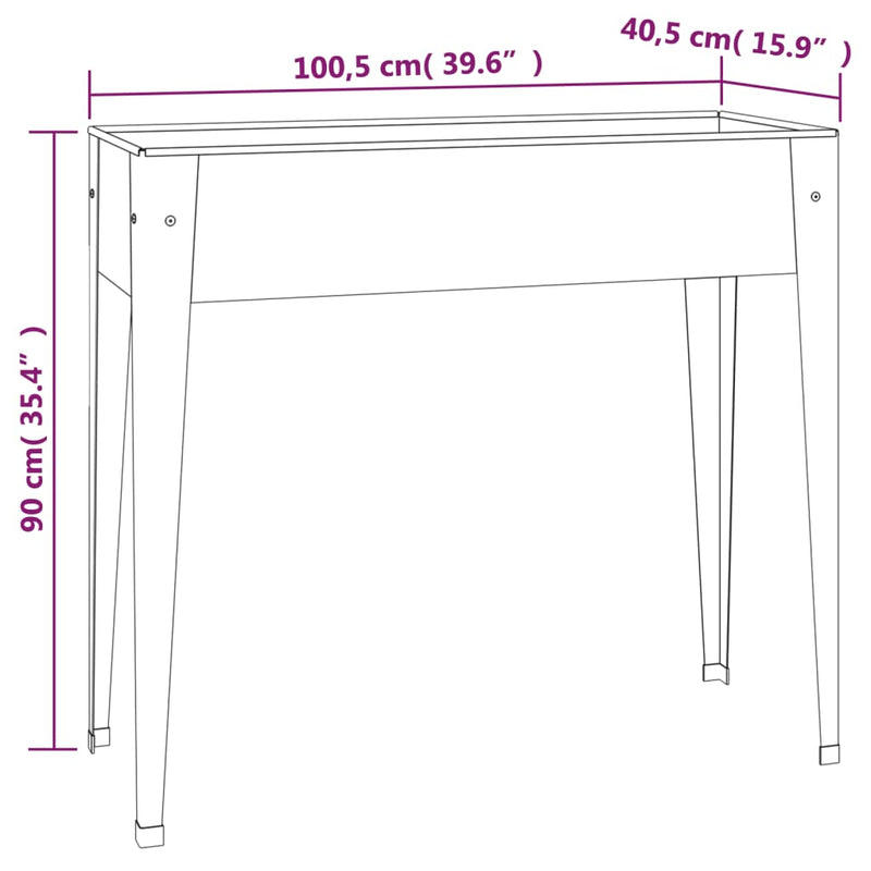 vidaXL horganyzott acél kerti virágtartó 100,5 x 40,5 x 90 cm