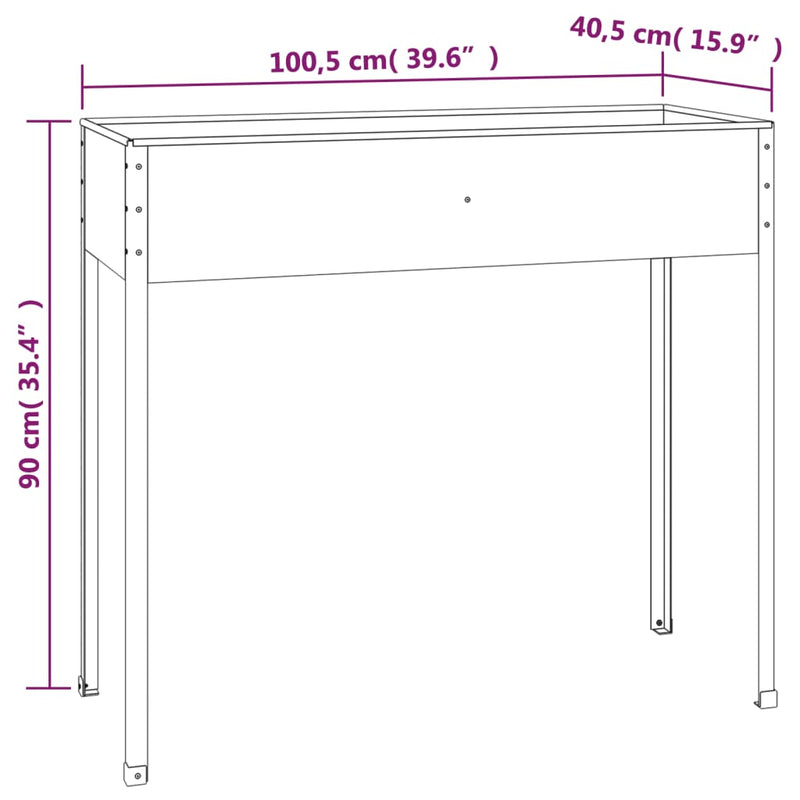vidaXL antracitszürke horganyzott acél kerti ültető 100,5x40,5x90 cm