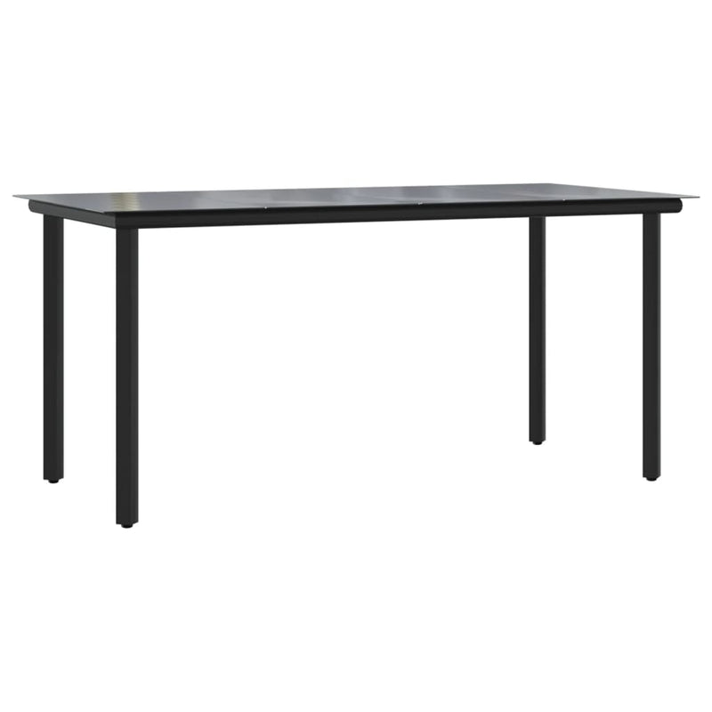 vidaXL fekete acél és edzett üveg kerti étkezőasztal 160x80x74cm