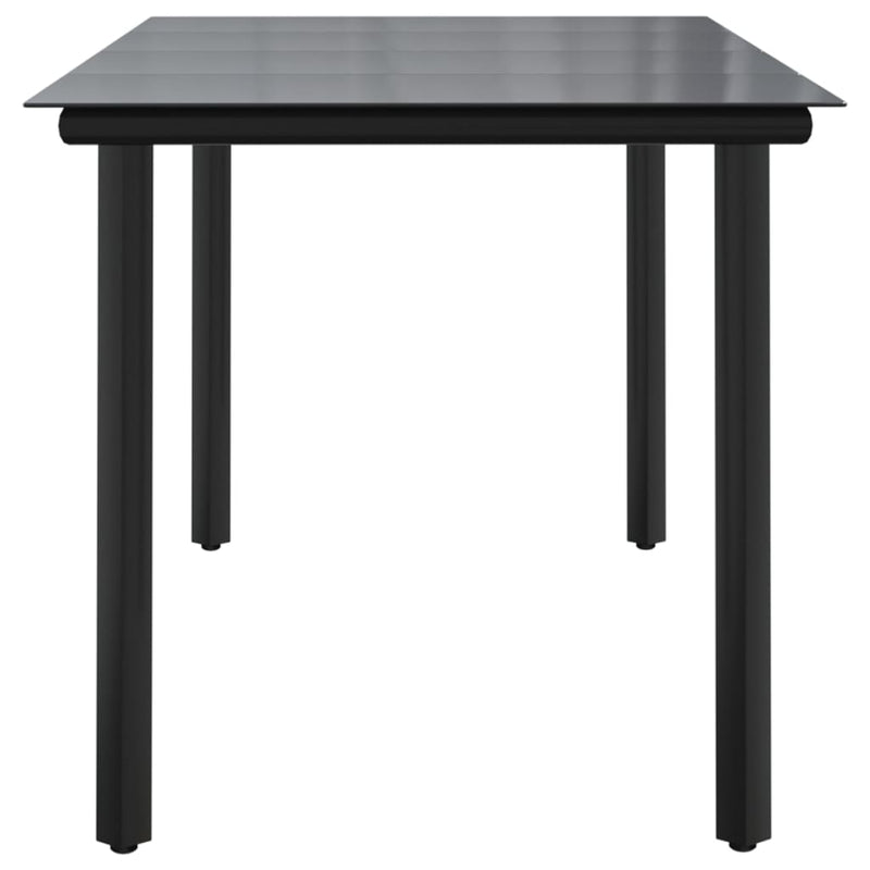 vidaXL fekete acél és edzett üveg kerti étkezőasztal 160x80x74cm