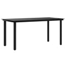 vidaXL fekete acél és edzett üveg kerti étkezőasztal 160x80x74cm