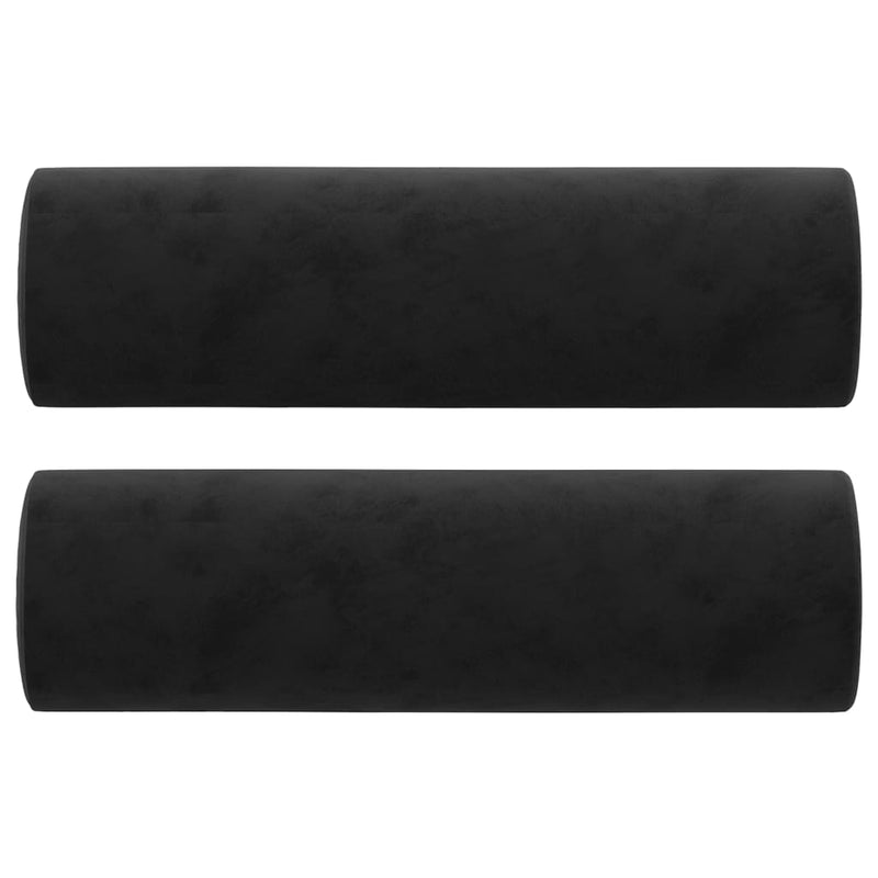 vidaXL 2 db fekete bársony díszpárna Ø15x50 cm