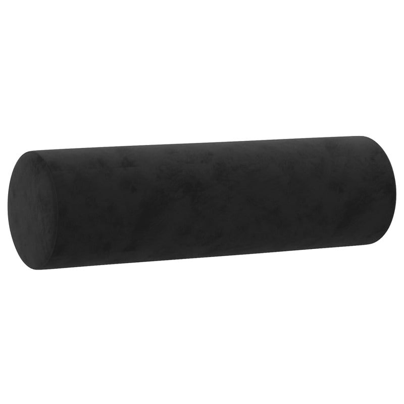 vidaXL 2 db fekete bársony díszpárna Ø15x50 cm