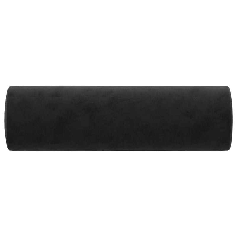 vidaXL 2 db fekete bársony díszpárna Ø15x50 cm