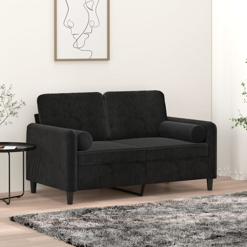 vidaXL 2 db fekete bársony díszpárna Ø15x50 cm