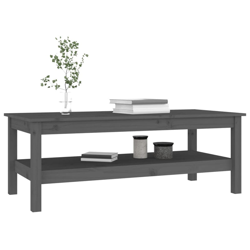 vidaXL szürke tömör fenyőfa dohányzóasztal 110 x 50 x 40 cm