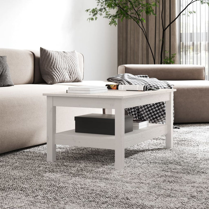 vidaXL fehér tömör fenyőfa dohányzóasztal 80 x 50 x 40 cm