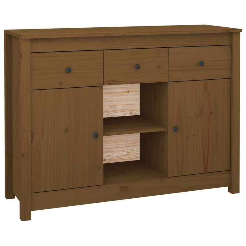 vidaXL mézbarna tömör fenyőfa tálalószekrény 100x35x74,5 cm
