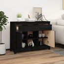 vidaXL fekete tömör fenyőfa tálalószekrény 100x35x74,5 cm