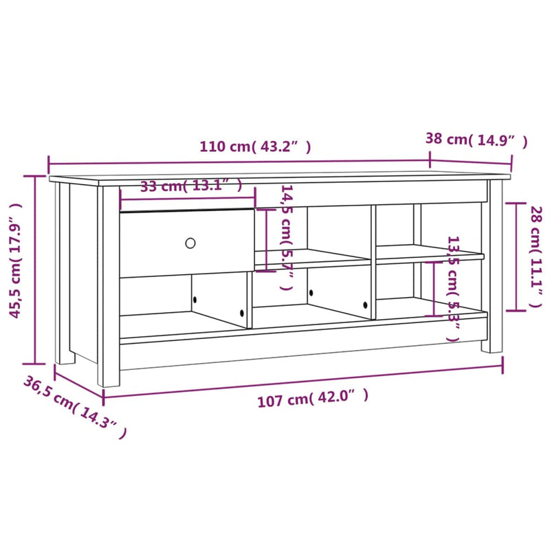 vidaXL tömör fenyőfa cipősszekrény 110 x 38 x 45,5 cm