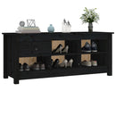 vidaXL fekete tömör fenyőfa cipősszekrény 110 x 38 x 45,5 cm