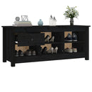 vidaXL fekete tömör fenyőfa cipősszekrény 110 x 38 x 45,5 cm