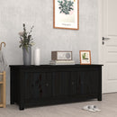 vidaXL fekete tömör fenyőfa cipősszekrény 110 x 38 x 45,5 cm
