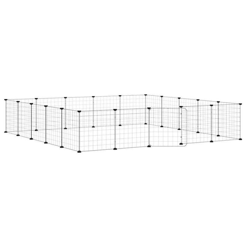 vidaXL 20 paneles fekete acél kisállatketrec ajtóval 35 x 35 cm