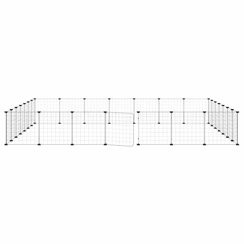 vidaXL 28 paneles fekete acél kisállatketrec ajtóval 35 x 35 cm