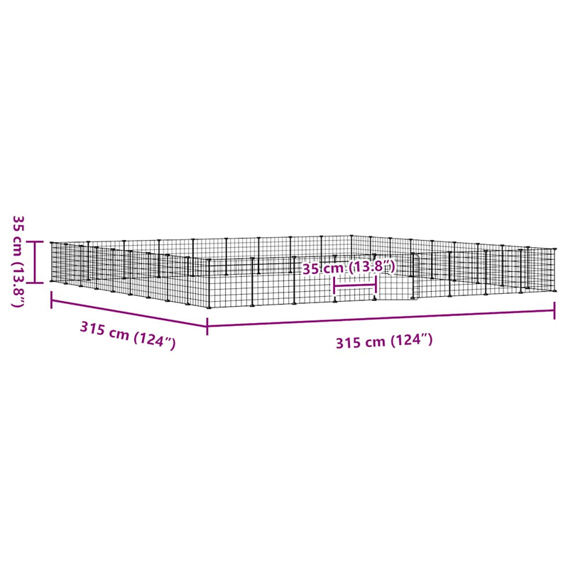 vidaXL 36 paneles fekete acél kisállatketrec ajtóval 35 x 35 cm