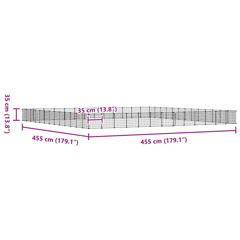 vidaXL 52 paneles fekete acél kisállatketrec ajtóval 35 x 35 cm