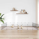 vidaXL 28 paneles fekete acél kisállatketrec ajtóval 35 x 35 cm