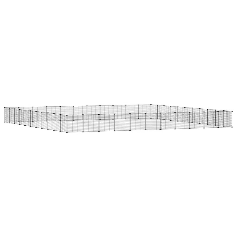 vidaXL 44 paneles fekete acél kisállatketrec ajtóval 35 x 35 cm