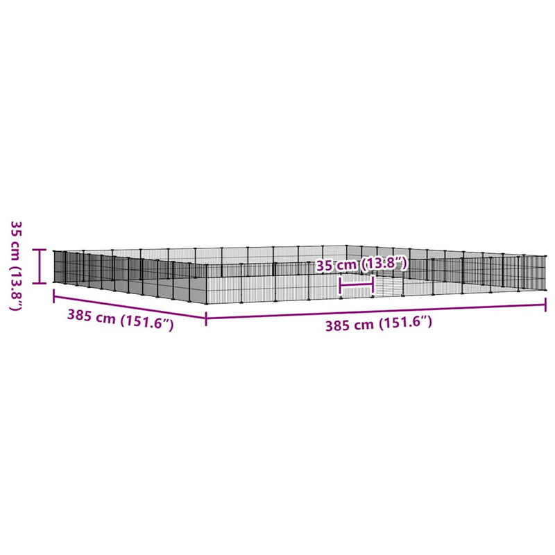 vidaXL 44 paneles fekete acél kisállatketrec ajtóval 35 x 35 cm