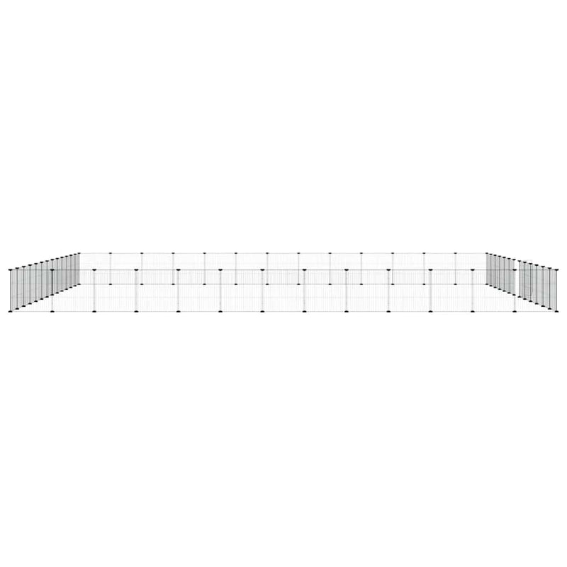 vidaXL 52 paneles fekete acél kisállatketrec ajtóval 35 x 35 cm