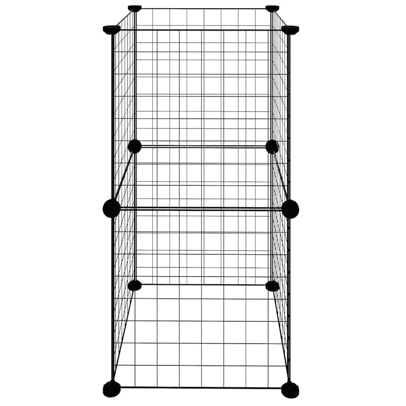vidaXL 8-paneles fekete acél kisállatketrec 35 x 35 cm