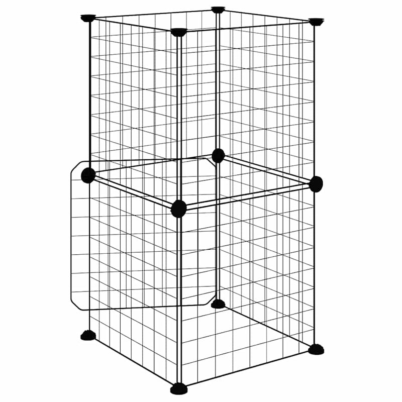 vidaXL 8 paneles fekete acél kisállatketrec ajtóval 35 x 35 cm