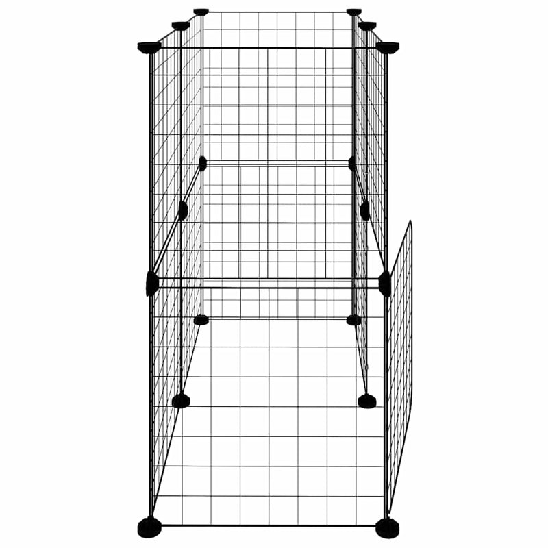 vidaXL 12 paneles fekete acél kisállatketrec ajtóval 35 x 35 cm