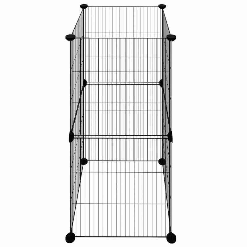 vidaXL 8-paneles fekete acél kisállatketrec 35 x 35 cm