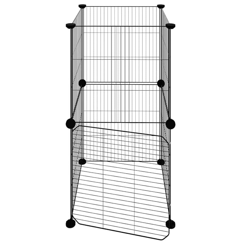 vidaXL 8 paneles fekete acél kisállatketrec ajtóval 35 x 35 cm