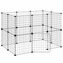 vidaXL 20 paneles fekete acél kisállatketrec ajtóval 35 x 35 cm