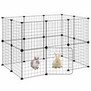 vidaXL 20 paneles fekete acél kisállatketrec ajtóval 35 x 35 cm