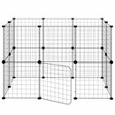 vidaXL 20 paneles fekete acél kisállatketrec ajtóval 35 x 35 cm