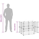 vidaXL 20 paneles fekete acél kisállatketrec ajtóval 35 x 35 cm