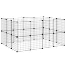 vidaXL 28 paneles fekete acél kisállatketrec ajtóval 35 x 35 cm