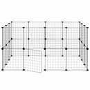 vidaXL 28 paneles fekete acél kisállatketrec ajtóval 35 x 35 cm